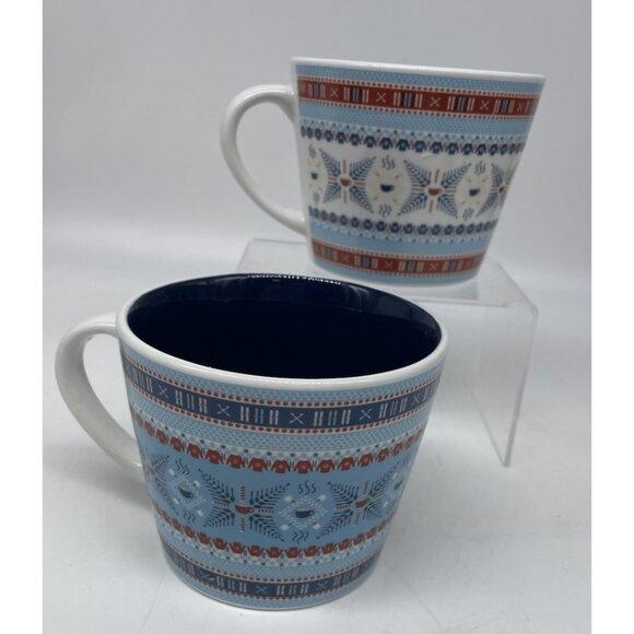 Omni Hotels & Resorts Set 2 Honey & Hank Coffee Tea Mugs Cups Fair Isle Pattern - Picture 3 of 10